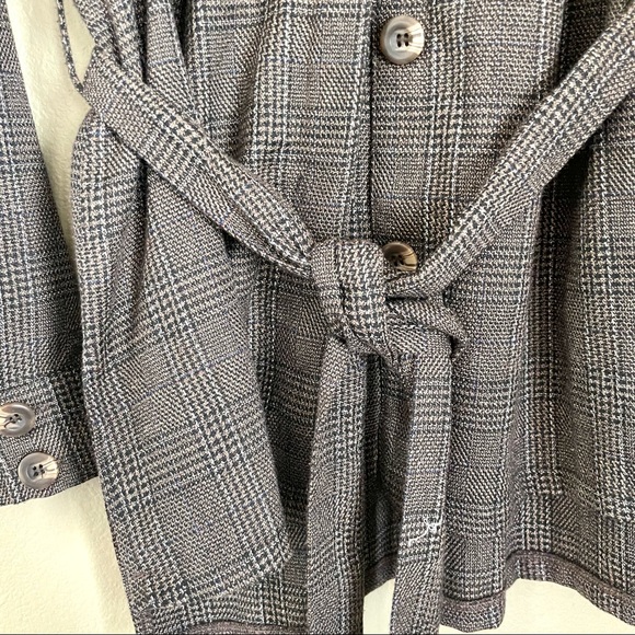 ELVI Dress Brown Micro Plaid Houndstooth Shirt Tunic Shacket Academia 8 - Picture 5 of 9